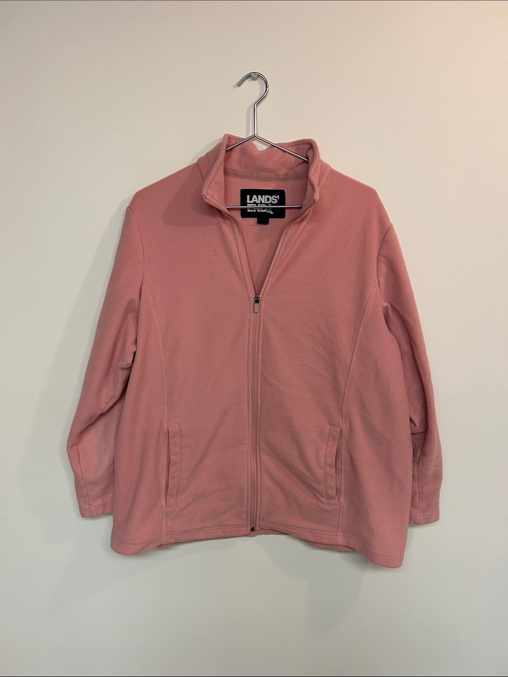 Lands' End Rose Pink Zip-Up Fleece Jacket
